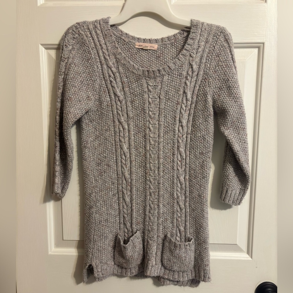 Pink Rose cream/rose speckled scoop neck sweater-size small-great condition